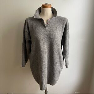 Vintage Adrienne Vittadini Sweater Angora Lambswool Oversized Tunic Gray Medium